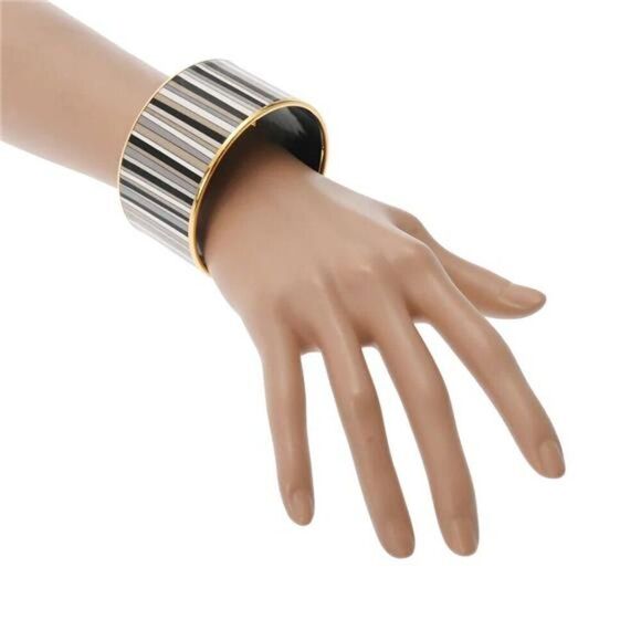 Hermes Enamel TGM Striped Pattern Bangle - Picture 8 of 9